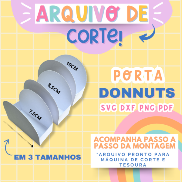 ARQUIVO DE CORTE - PORTA DONNUTS 3 TAMANHOS