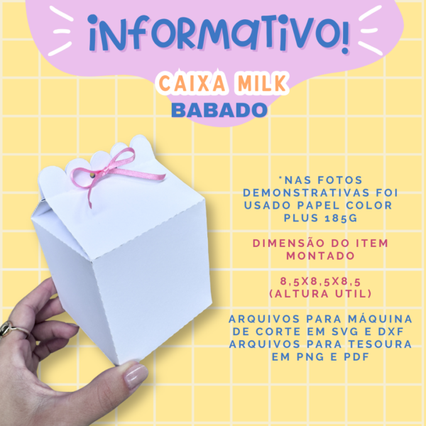 ARQUIVO DE CORTE - CAIXA MILK BABADO - Image 2