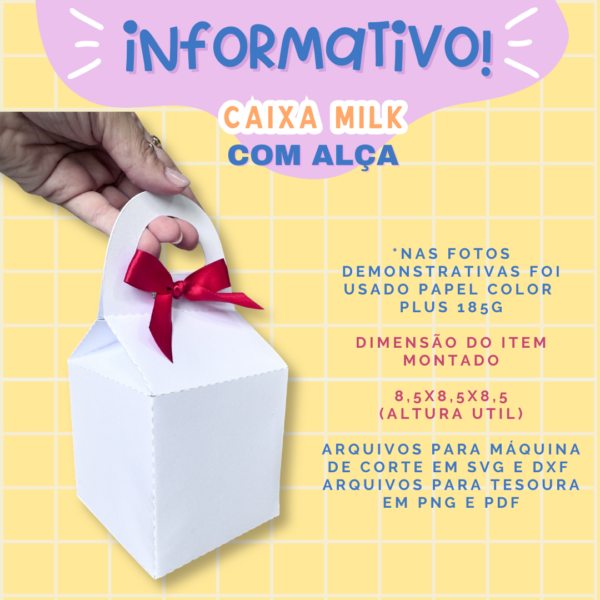 ARQUIVO DE CORTE - CAIXA MILK COM ALÇA - Image 2